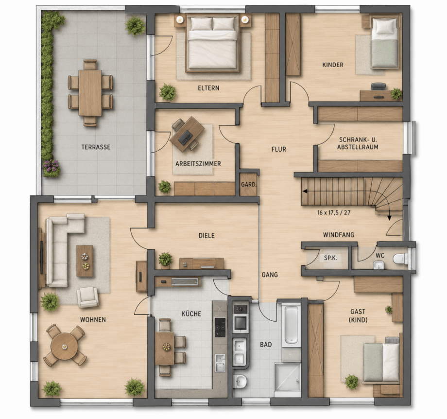 Grundriss EG Einfamilienhaus Gabsheim
