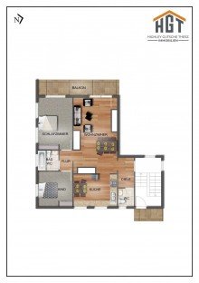 Grundriss Dreizimmerwohnung mit Garage in Bad Sc�nborn zu verkaufen