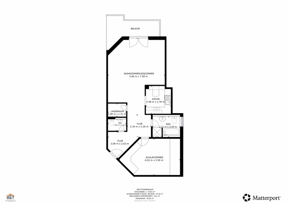 Grundriss Dachgeschosswohnung Karlsdorf-Neuthard