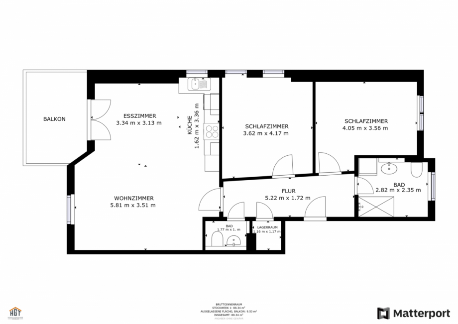 Grundriss Matterport Eulenweg in Philippsburg Etagenwohnung Philippsburg