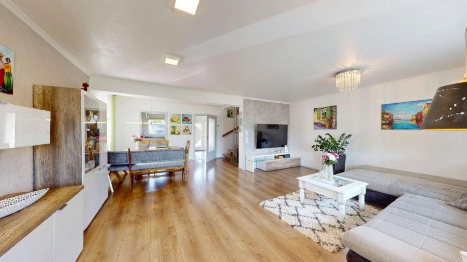 Wohnzimmer Doppelhaush�lfte Graben-Neudorf