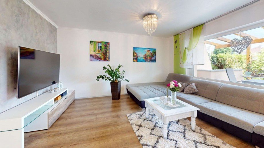 Wohnzimmer Doppelhaush�lfte Graben-Neudorf