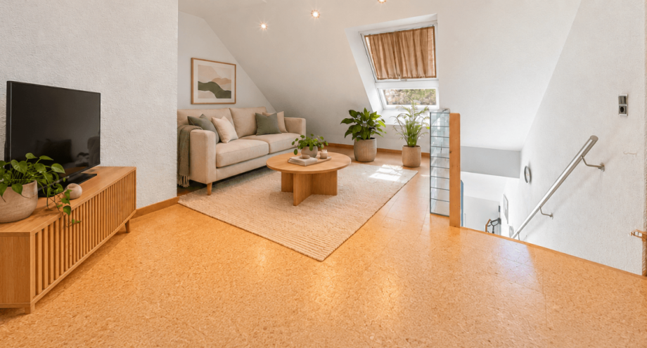 Wohnzimmer - virtuell m�bliert (Einrichtungsvorschlag) Maisonettewohnung Bretten